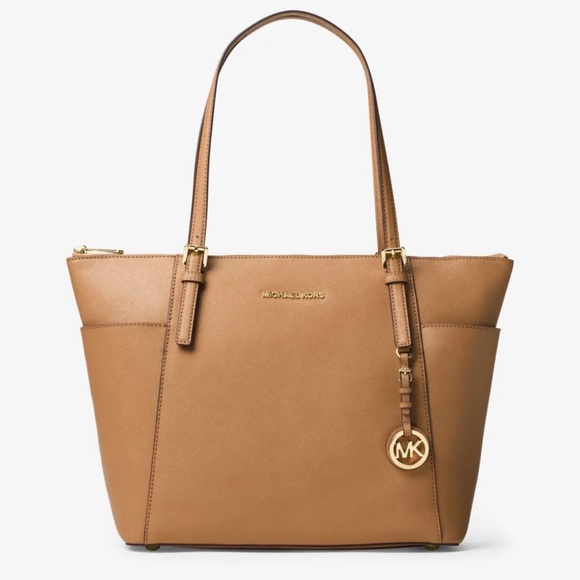🤎 MICHAEL KORS 🤎 JET SET LARGE TOP ZIP SAFFIANO LEATHER TOTE - Picture 4 of 10